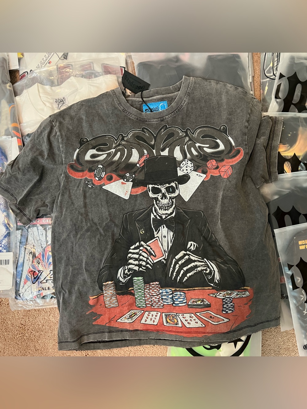 Rare!!! XXL GODSPEED RARITY Short Sleeve Tee with Poker Skull Design